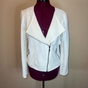 New Dressbarn lightweight jacket diagonal zip eyelet detail zip pockets small